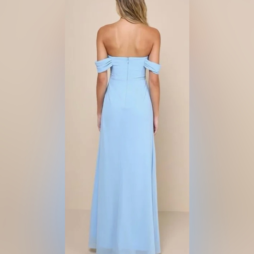 Lulu’s Light Blue Off Shoulder Maxi dress-Size Large - Picture 2 of 13